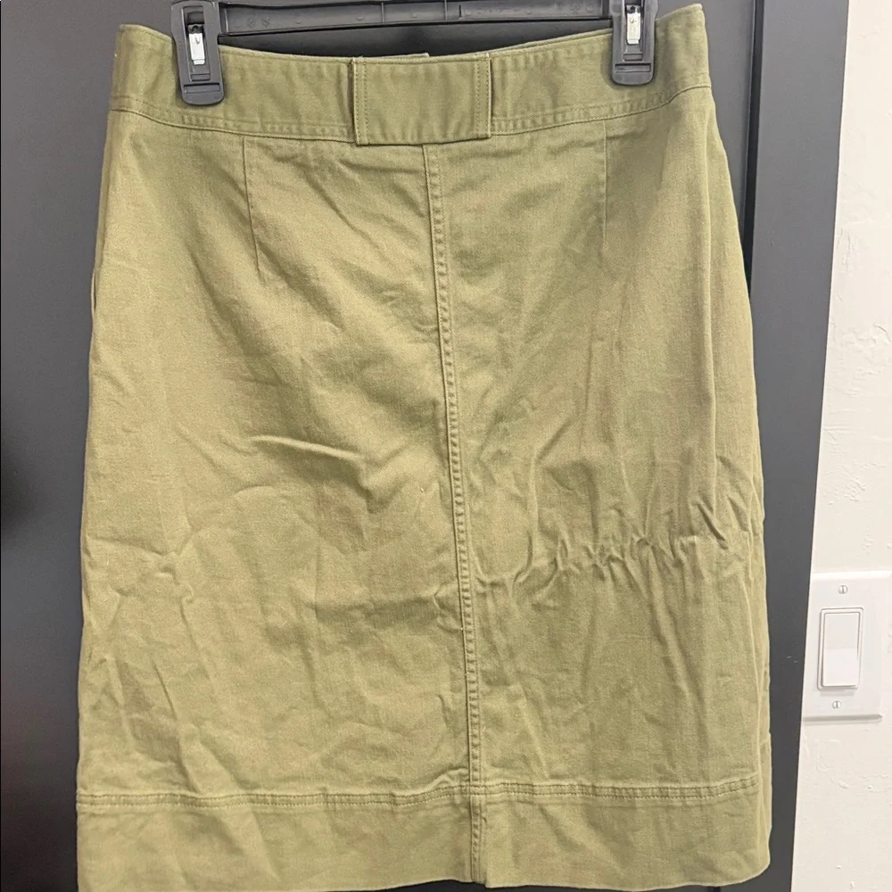 Lands' End Olive Button-Front Pencil Skirt - Picture 2 of 6